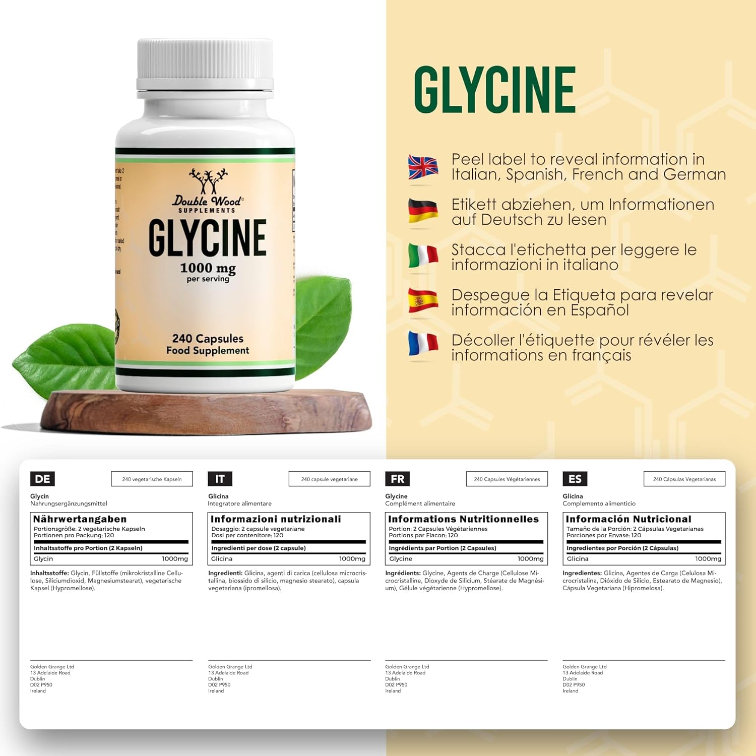 Double Wood Glycine Supplement (240 Capsules)-1