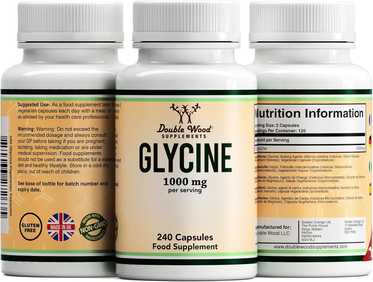 Double Wood Glycine Supplement (240 Capsules)-4