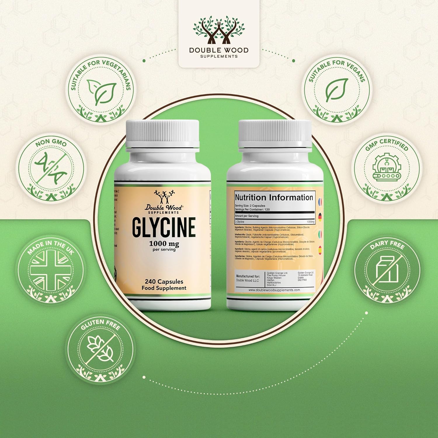 Double Wood Glycine Supplement (240 Capsules)-5