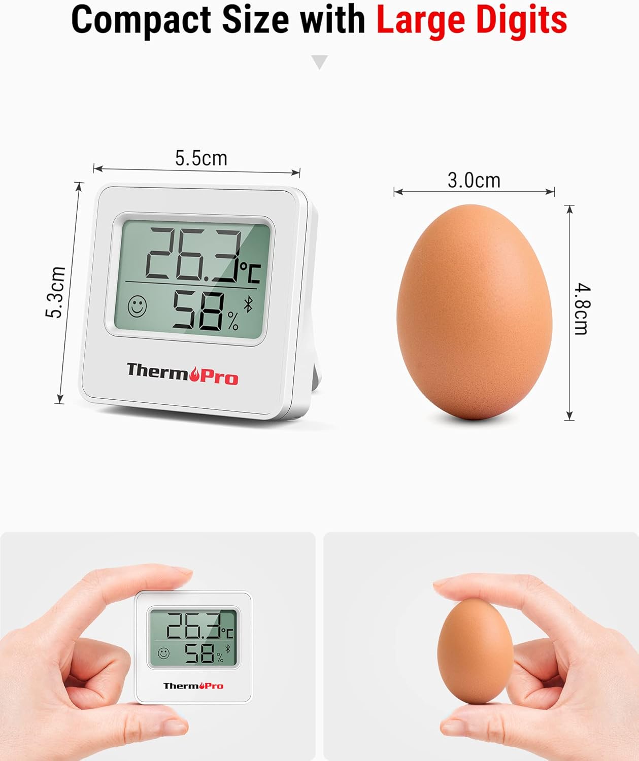 ThermoPro TP357 Room Thermometer Indoor Bluetooth Hygrometer Humidity Meter and Temperature Monitor with Smart App and Data Recording with Humidity Sensor for Baby Room Office, 3 Pieces-6