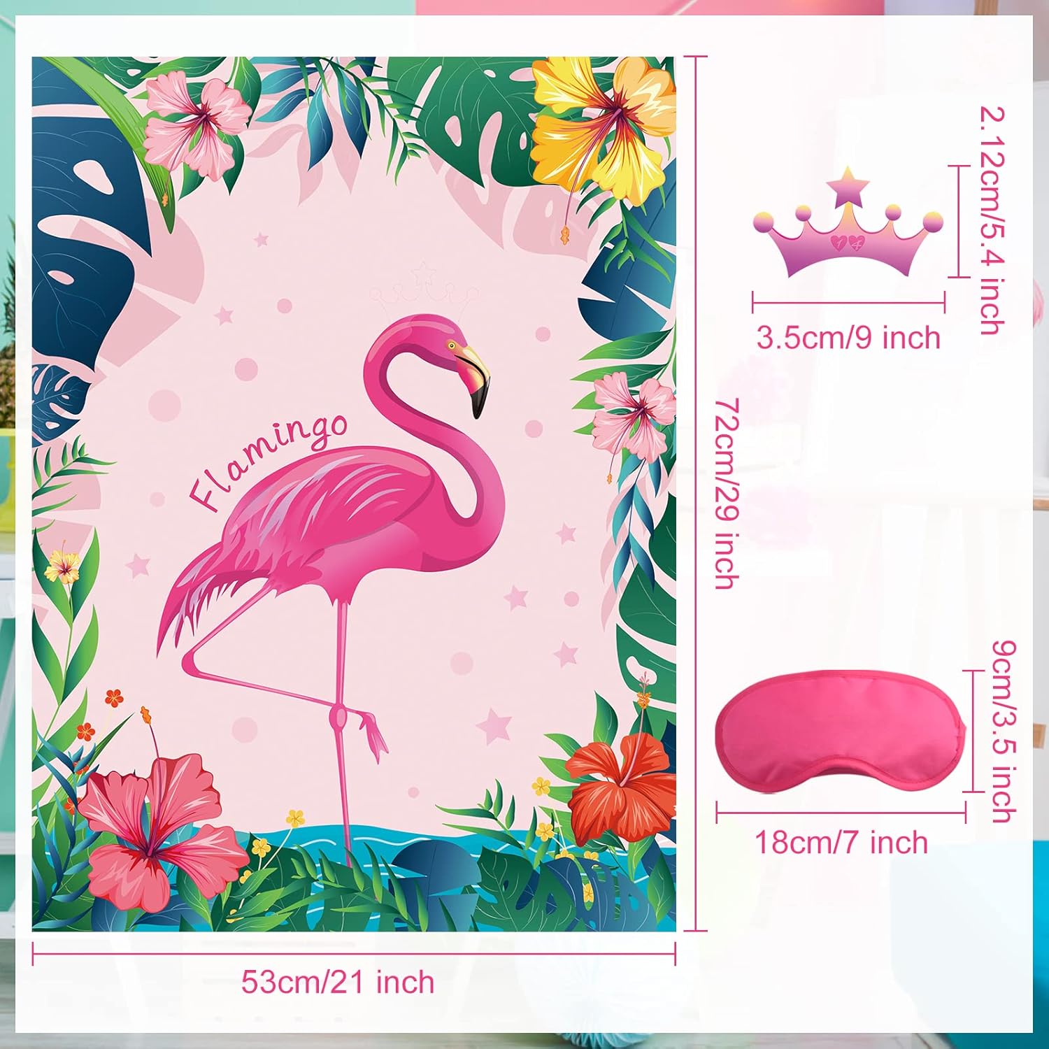 NEBURORA Pin The Crown on The Flamingo with 24 Crowns Pin The Crown on The Flamingo Theme Party Game for Kids Birthday Party Supplies-1