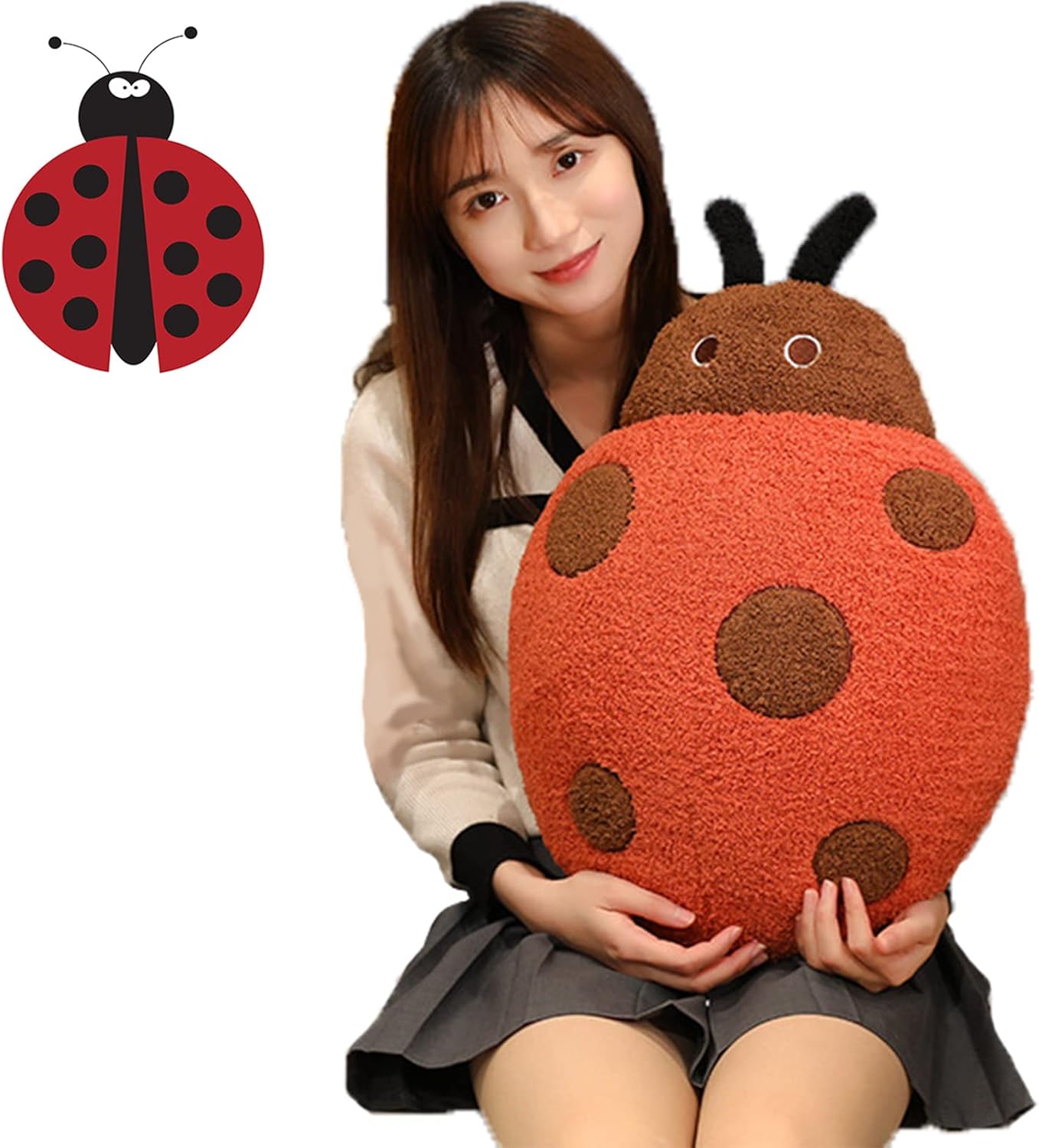 TONGSONG Cute Pillow Plush Ladybug Stuffed Animal Stuff Ladybird Plush Pillow Toys Kawaii Soft Lady Beetle Pillow Hugging Stuffed Ladybug Gift for Kids Home Decor-0