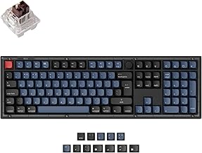 Keychron V6 ISO-UK-Layout Wired Custom Mechanical Keyboard Knob Version, Full-Size QMK/VIA Programmable, Hot-swappable K Pro Brown Switch, for Mac Windows Linux (Frosted Black-Translucent)