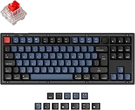 Keychron V3 80% ISO-UK-Layout 87 Keys TKL Custom Wired Mechanical Keyboard with Knob, RGB Backlight QMK/VIA Programmable, Hot-swappable K Pro Red Switch for Mac Windows (Frosted Black)