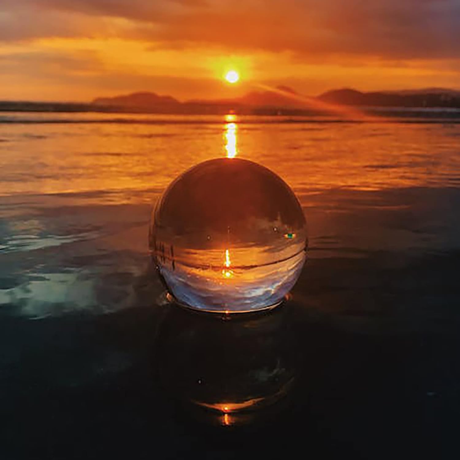 Roellgs K9 100mm Crystal Clear Glass Sphere - For Meditation Divination Camera Photo Shoot Home Office Landscape Decoration Art Decoration with Wooden Base-4