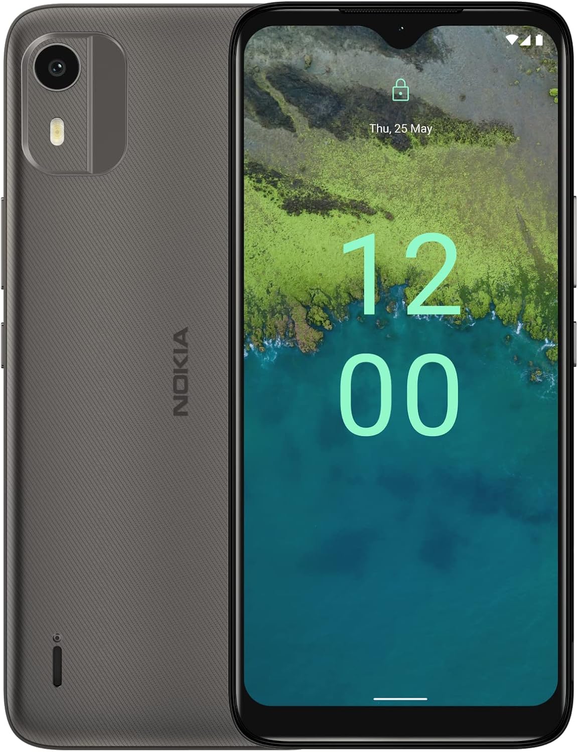 Nokia C12 6.3” HD+ Dual SIM Smartphone, Android 12 (Go edition), Octa-core 2GB RAM/64GB ROM, 8MP Rear /5MP Front Cameras, Night & Portrait modes, IP52 Rating, 3000mAh Battery - Charcoal-1