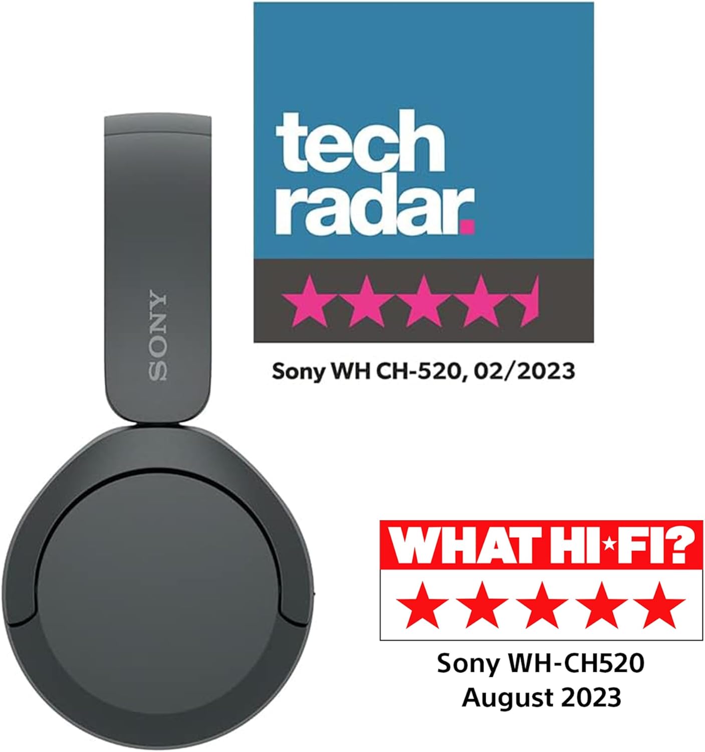 Sony WH-CH520 Wireless Bluetooth Headphones - up to 50 Hours Battery Life with Quick Charge, On-ear style - Black-2