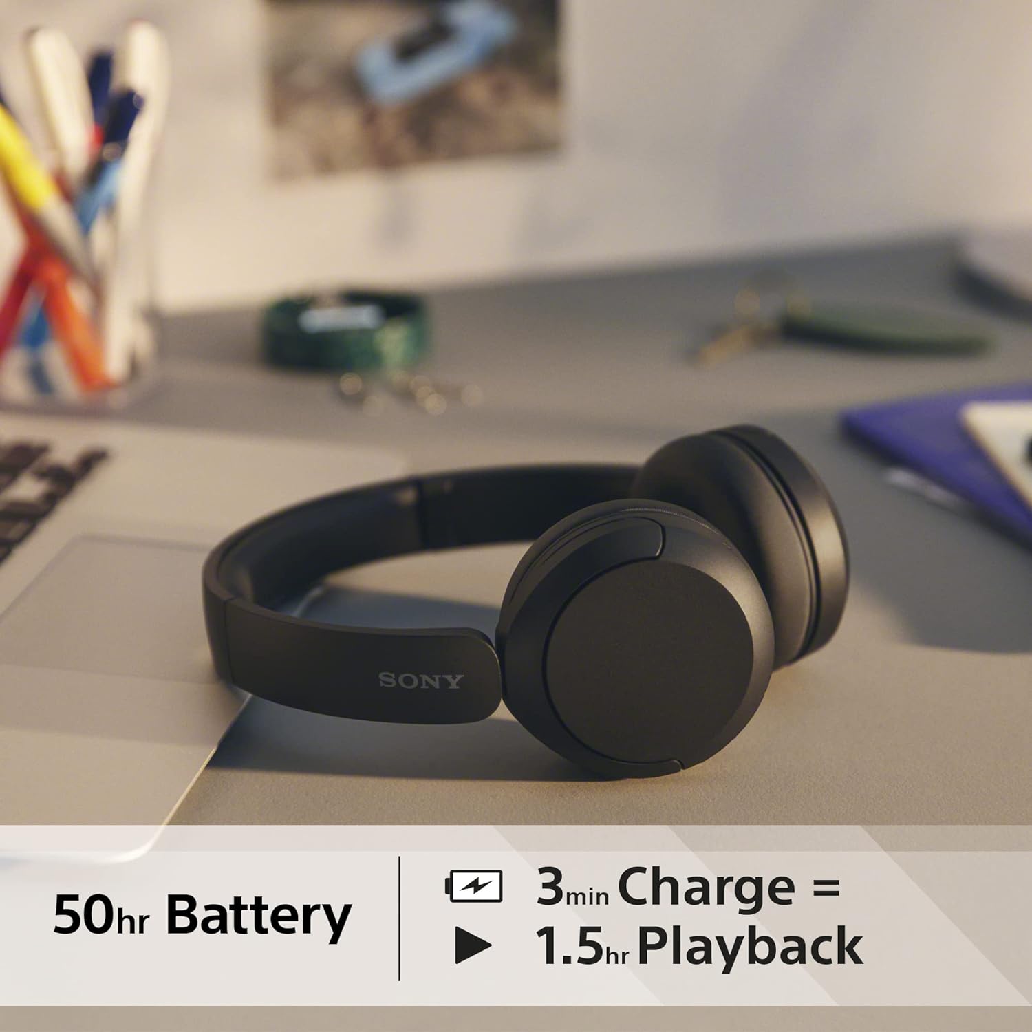 Sony WH-CH520 Wireless Bluetooth Headphones - up to 50 Hours Battery Life with Quick Charge, On-ear style - Black-5