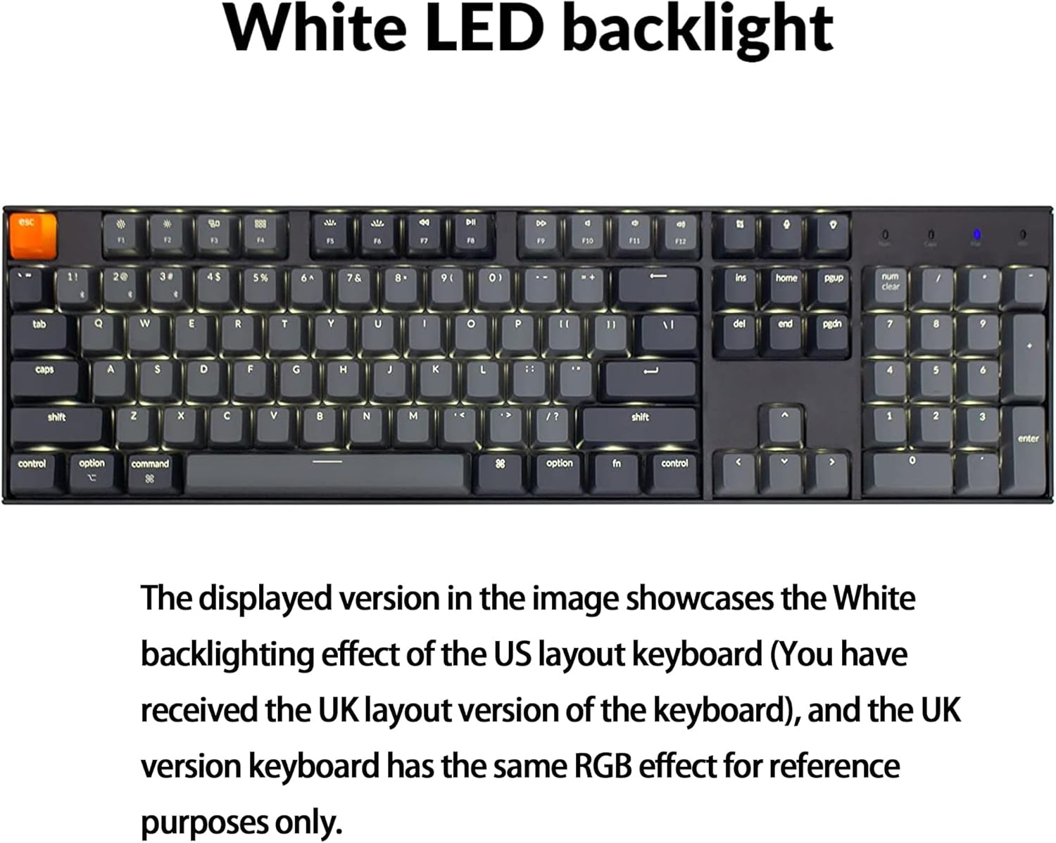 Keychron K10 ISO-UK-Layout Full Size 104 Key Bluetooth Wireless/USB Wired Mechanical Gaming Keyboard, with Gateron G Pro Red Switch/Multitasking/White LED Backlight Computer Keyboard, Plastic Frame-7