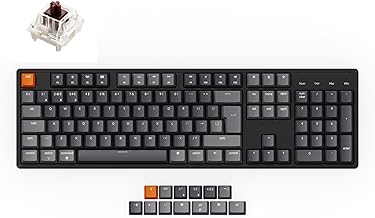 Keychron K10 ISO-UK-Layout Full Size Layout Hot Swappable Wireless Mechanical Keyboard, Bluetooth Gaming Keyboard RGB Backlight Gateron G Pro Brown Switches Aluminum Frame for Mac Windows