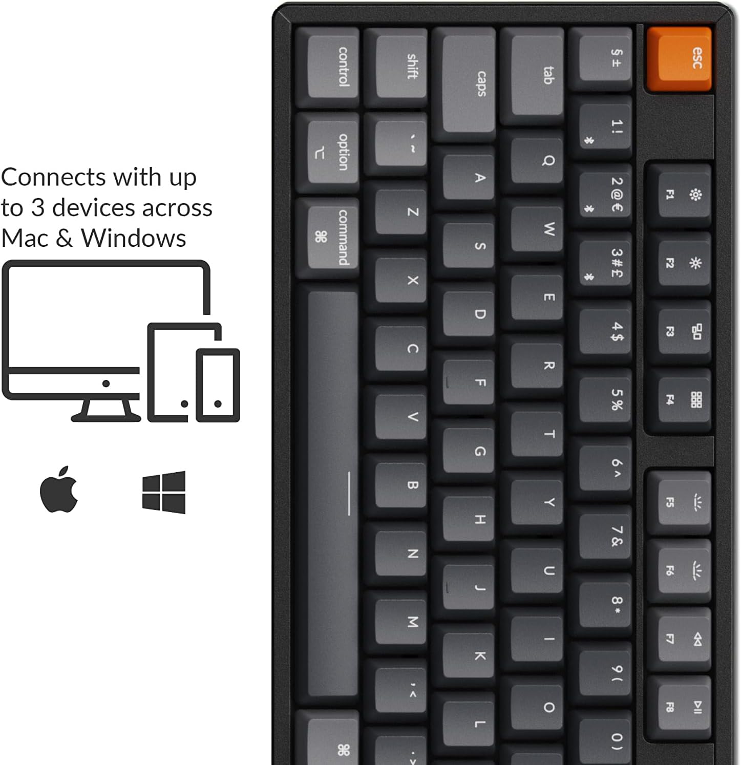 Keychron K10 ISO-UK-Layout Full Size Layout Hot Swappable Wireless Mechanical Keyboard, Bluetooth Gaming Keyboard RGB Backlight Gateron G Pro Brown Switches Aluminum Frame for Mac Windows-2