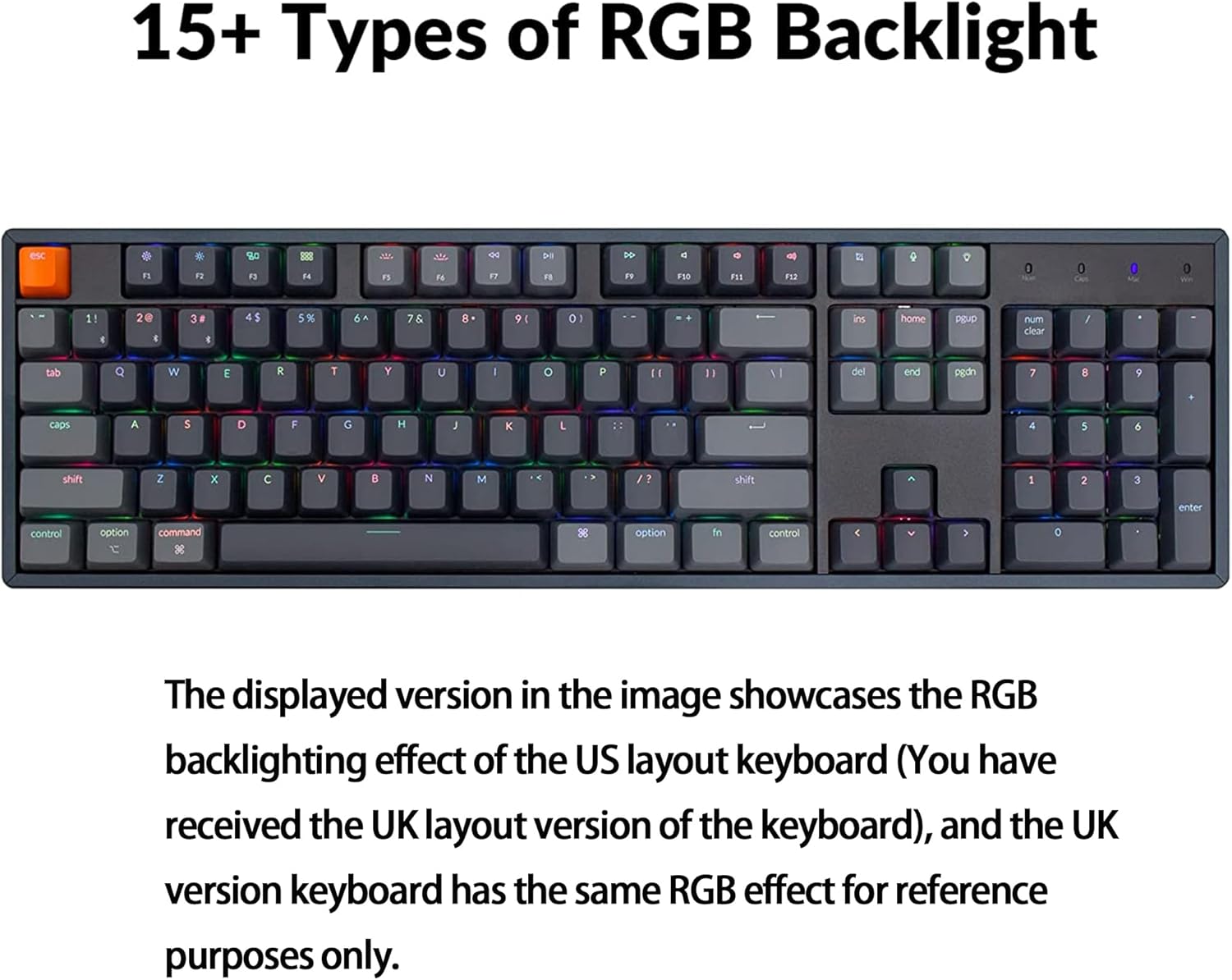 Keychron K10 ISO-UK-Layout Full Size Layout Hot Swappable Wireless Mechanical Keyboard, Bluetooth Gaming Keyboard RGB Backlight Gateron G Pro Brown Switches Aluminum Frame for Mac Windows-7