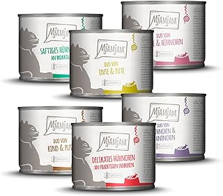 MjAMjAM - Premium wet food for cats - Mixed package 6 for your cat, 6 pack (6 x 200 g), grain-free with extra meat