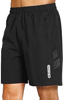 JustSun Mens Shorts with Zip Pockets Gym Running Quick Dry Lightweight Casual Shorts