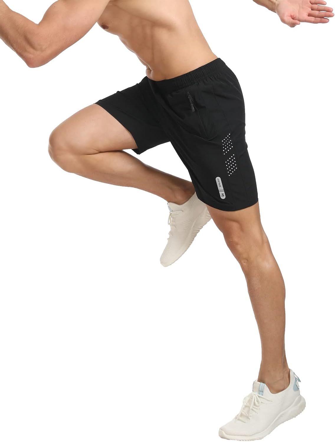 JustSun Mens Shorts with Zip Pockets Gym Running Quick Dry Lightweight Casual Shorts-3