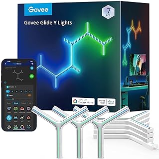 Govee Glide Y Lights, RGBIC LED Gaming Lights, Smart Home Creative Decor Lights with Music Sync & 40+ Sence Modes, Wi-Fi LED Wall Lights for Gaming Room, Living Room, Bedroom, 7 Pack