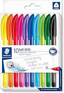 STAEDTLER 4320 MC10 Stick Rainbow Ballpoint Pen - Assorted Colours (Pack of 10)