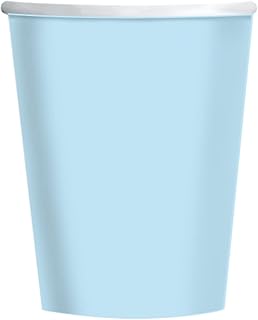 Amscan 9915403-218-66 - Clear Sky Blue Eco-Friendly Recyclable Paper Cups - 8 Pack