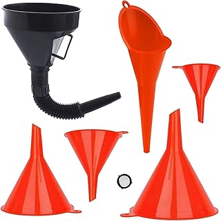 Universal Funnel Set,1Plastic Funnel Gasoline Engine Funnel,1 Long Mouth Funnel for Car Motorcycles,4 Mini Filling Funnel for Kitchen or Workshop - Oil Funnel（6Pcs）