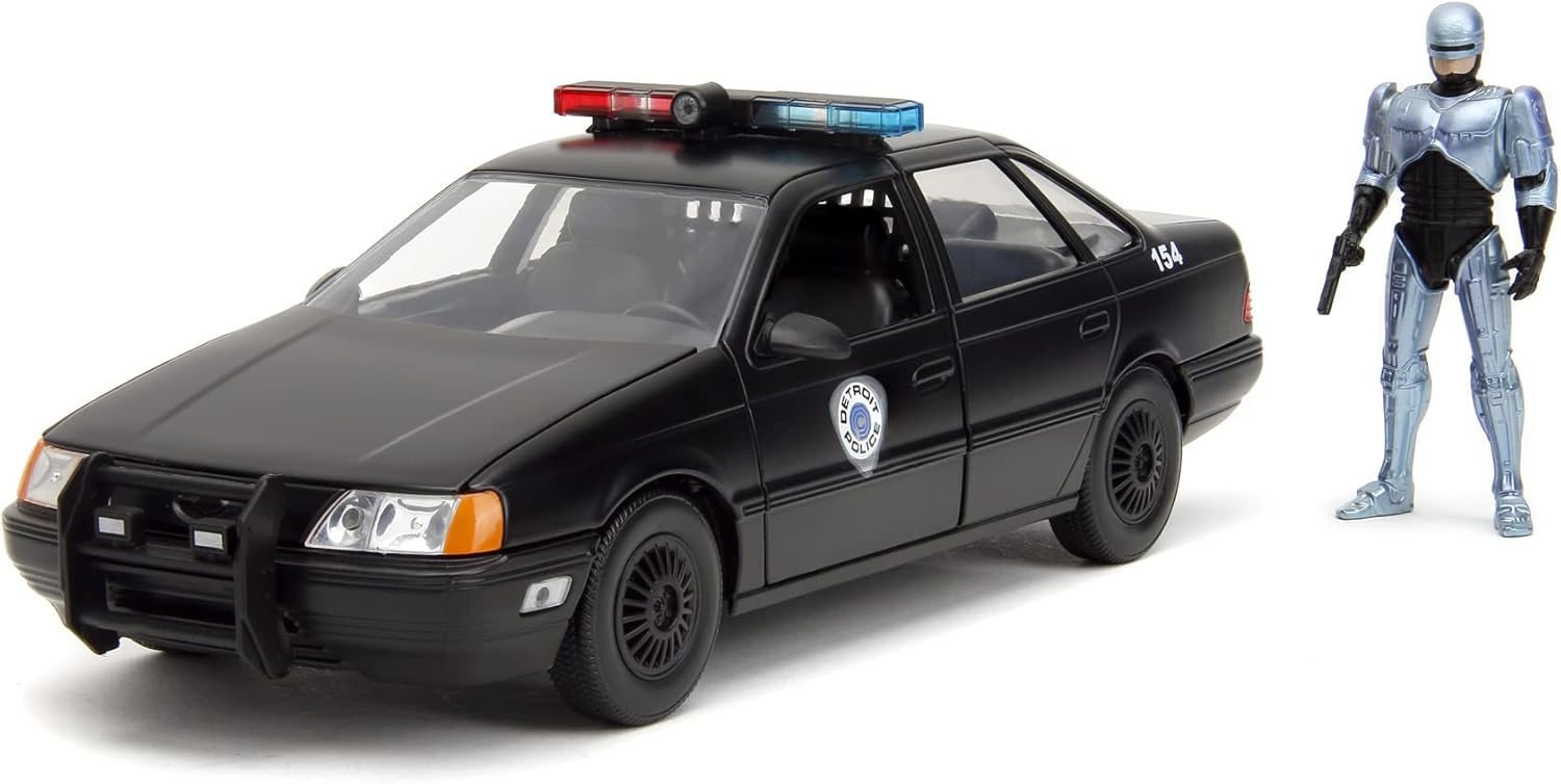 Jada ROBOCOP 1986 FORD TAURS 1:24 Die-Cast Car play or gift and for a collection for both Kids and Adults,Black-0