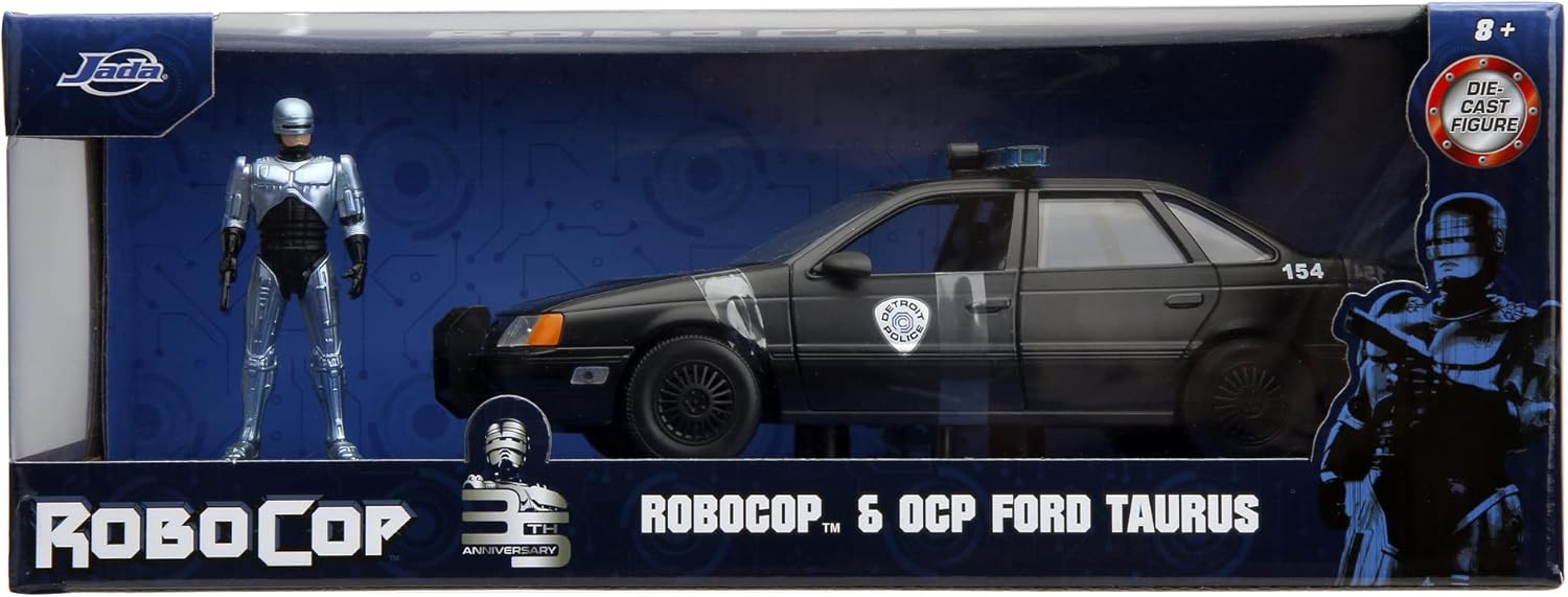 Jada ROBOCOP 1986 FORD TAURS 1:24 Die-Cast Car play or gift and for a collection for both Kids and Adults,Black-10