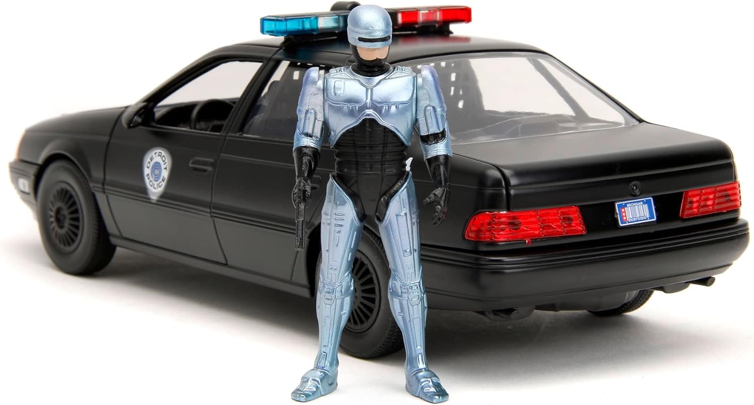 Jada ROBOCOP 1986 FORD TAURS 1:24 Die-Cast Car play or gift and for a collection for both Kids and Adults,Black-2