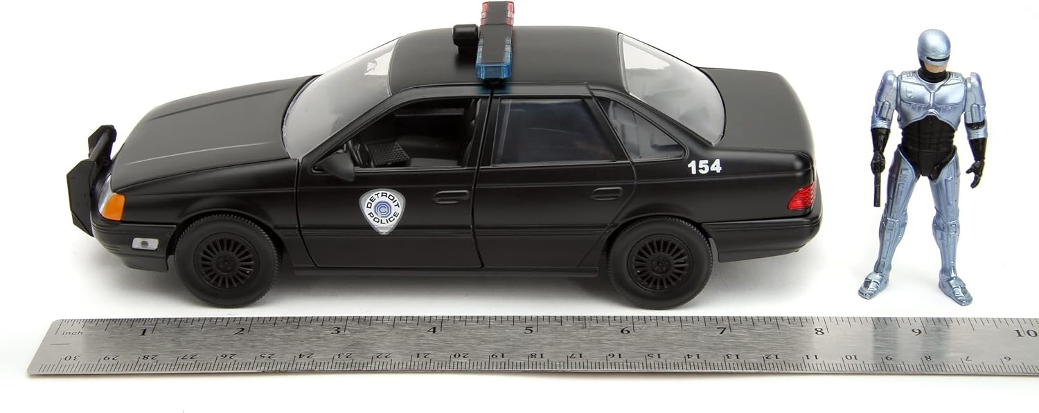 Jada ROBOCOP 1986 FORD TAURS 1:24 Die-Cast Car play or gift and for a collection for both Kids and Adults,Black-5