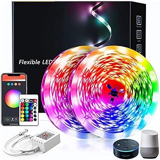 phopollo RBG Led Strip Lights for Bedroom, 15m Smart Led Strip Lights Compatible for Alexa & Google Assistant Google Home Smart WiFi & App Control Music Sync Mode Hue Led Lighting (2 Rolls of 7.5m)