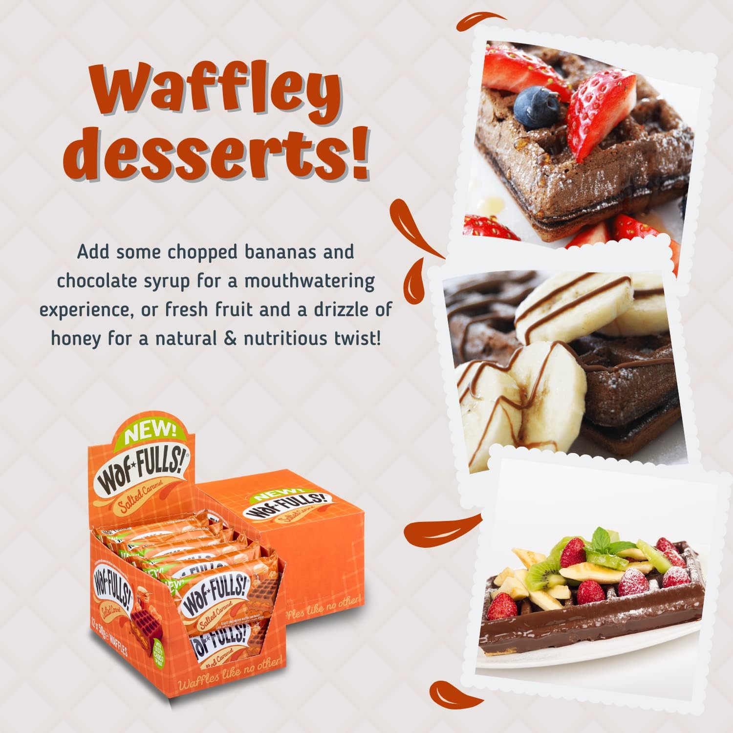 WafFULLS! Salted Caramel Waffles (12x 50g) - Soft Waffle Sandwich Breakfast Snacks Ready to Eat Snack for Kids and Adults Salted Caramel Chocolate Bars Individually Wrapped Waffles Snacks Bulk-4