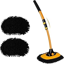 Koksi Car Cleaning Brush, Microfiber Mop with Mittens Telescoping Long Handle Wash Mop with Soft Bristle Scratch-Free Washing Mitt, 102cm (Pack of 2)