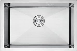 Ibergrif M87044 Stainless Steel Kitchen Sink, 70 x 44cm, Undermount Kitchen Sink Drop in, Topmount Single Bowl Kitchen Sink with Drainer Fittings, Silver