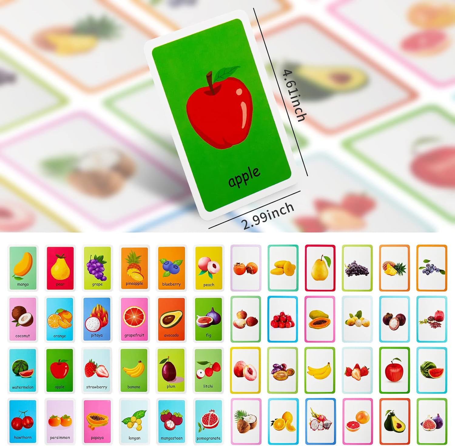 TOPBELIEF 144 Pieces Educational Toddler Flash Cards, 4 Pack Preschool Early Learning, Animal Colour Fruits Body Parts for Object Recognition Alphabet Reading & Spelling (36 Pcs/Pack), YYB2992D004UK-1