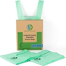 GREENER WALKER Compostable Caddy Liners with Tie Handle,6L-150 Bags Biodegradable Bin Liners Kitchen Food Waste Bags with Europe EN13432 & ASTM D6400 Certified