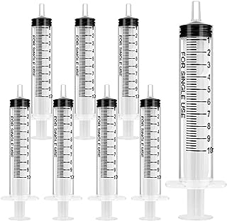 OFFCUP Plastic Syringes, 8pcs No Needle Syringe, 10ml Liquid Measuring Syringe with Luer Slip Tip for Refilling and Measuring Liquids, Scientific Labs Experiment, Feeding Pets (No Needle)