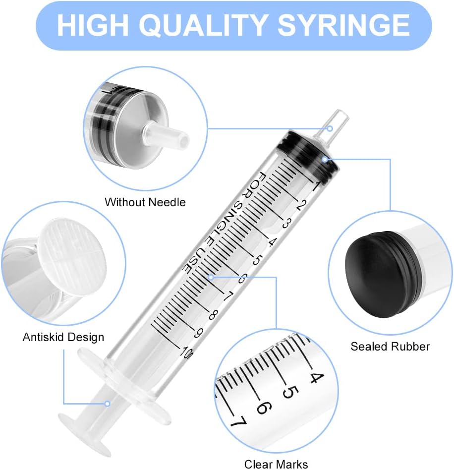 OFFCUP Plastic Syringes, 8pcs No Needle Syringe, 10ml Liquid Measuring Syringe with Luer Slip Tip for Refilling and Measuring Liquids, Scientific Labs Experiment, Feeding Pets (No Needle)-2