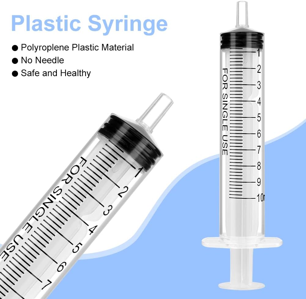 OFFCUP Plastic Syringes, 8pcs No Needle Syringe, 10ml Liquid Measuring Syringe with Luer Slip Tip for Refilling and Measuring Liquids, Scientific Labs Experiment, Feeding Pets (No Needle)-3