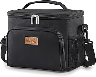 Lifewit Insulated Lunch Bag for Men, Thermal Lunch Box for Women Cool Bag, Reusable Leakproof Lunch Tote Bag with Adjustable Shoulder Strap for Adult for Work/Picnic/Beach, Black 9L