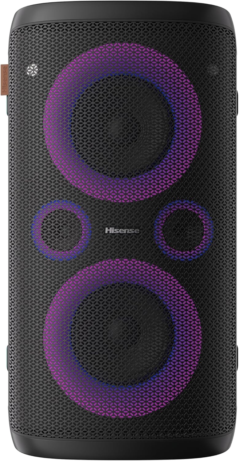 Hisense Ultimate Wireless Outdoor/Indoor Party Speaker with subwoofer, 2.0CH, 300W, IPX4 Waterproof,15 Hour Long-Lasting Battery, Bluetooth5.0, DJ and Karaoke Mode (HP100, 2024 Model)-0