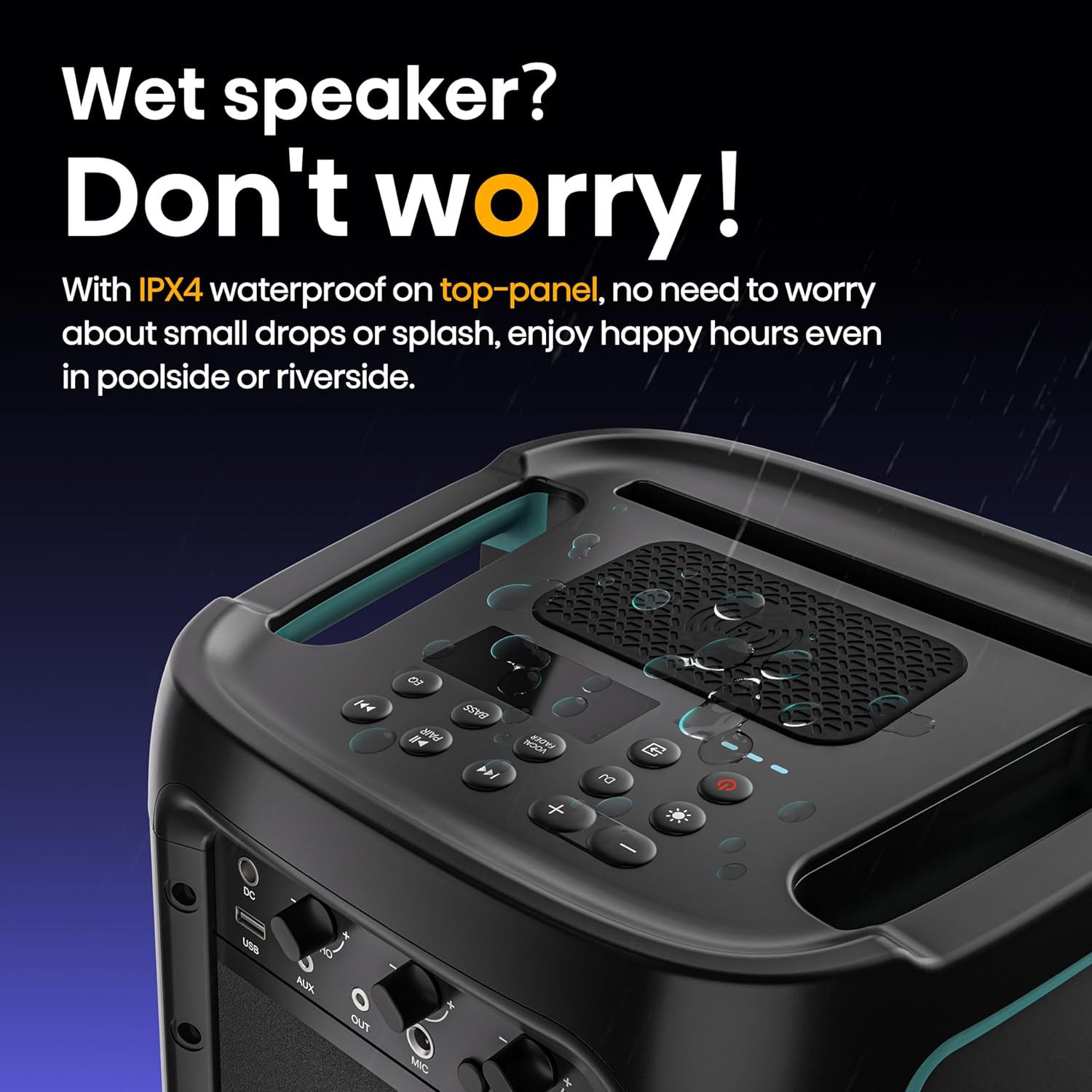 Hisense Ultimate Wireless Outdoor/Indoor Party Speaker with subwoofer, 2.0CH, 300W, IPX4 Waterproof,15 Hour Long-Lasting Battery, Bluetooth5.0, DJ and Karaoke Mode (HP100, 2024 Model)-10