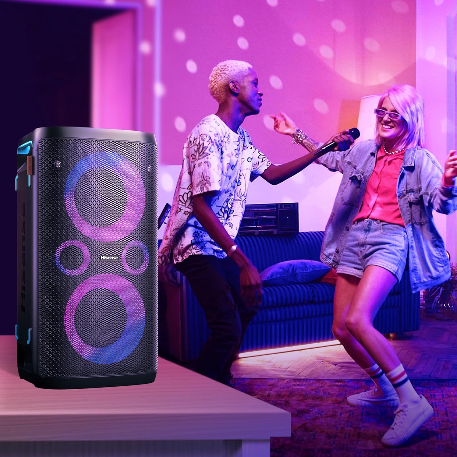 Hisense Ultimate Wireless Outdoor/Indoor Party Speaker with subwoofer, 2.0CH, 300W, IPX4 Waterproof,15 Hour Long-Lasting Battery, Bluetooth5.0, DJ and Karaoke Mode (HP100, 2024 Model)-3