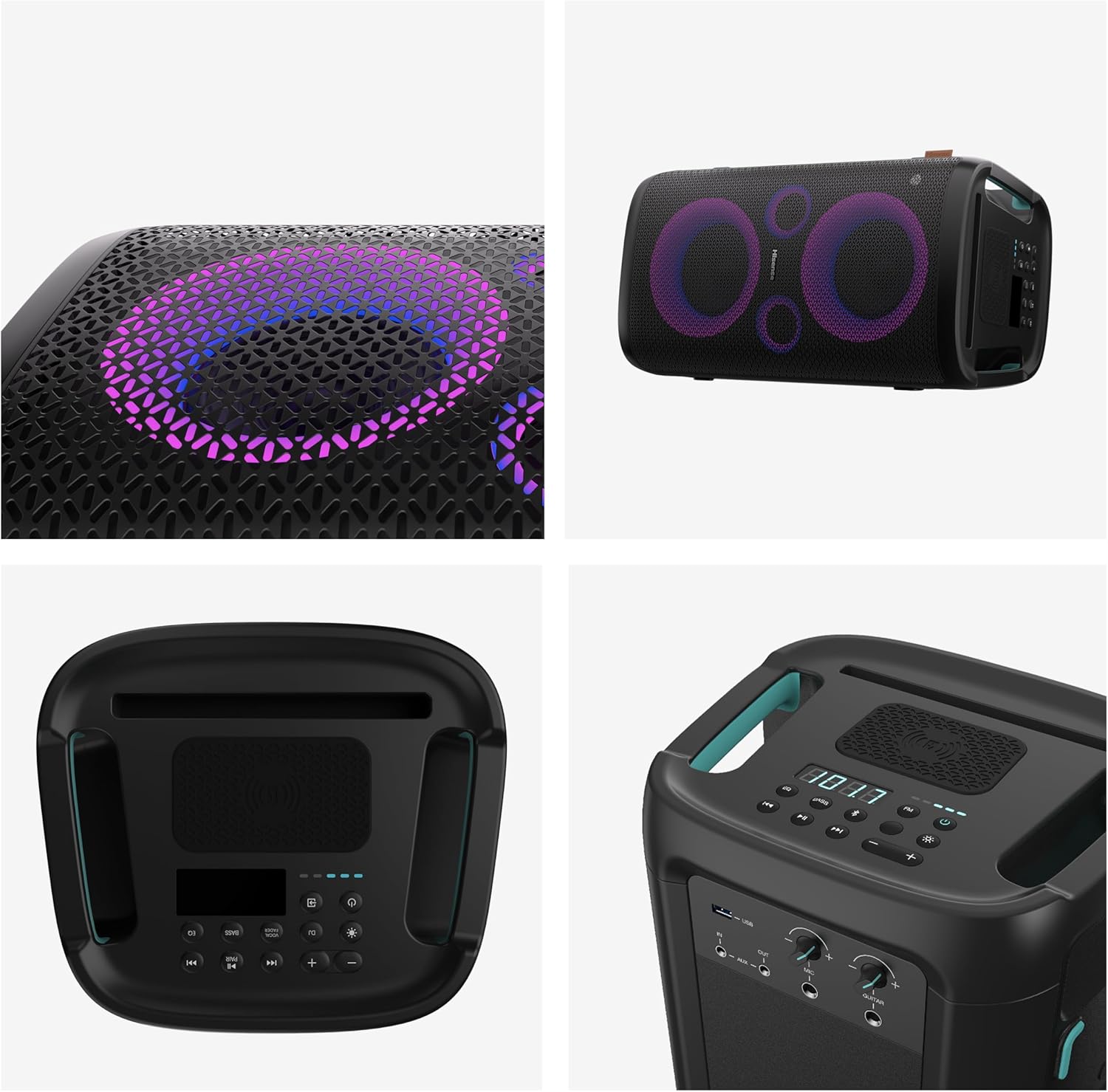 Hisense Ultimate Wireless Outdoor/Indoor Party Speaker with subwoofer, 2.0CH, 300W, IPX4 Waterproof,15 Hour Long-Lasting Battery, Bluetooth5.0, DJ and Karaoke Mode (HP100, 2024 Model)-4