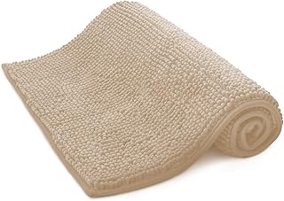 KEPLIN Non-Slip Microfibre Bath & Toilet Mat - Soft, Plush & Comfortable Rug with Machine Washable Design - Water Absorbent & Quick Drying to Keep Bathroom & Home Hygienic & Clean - (40x60cm) Beige