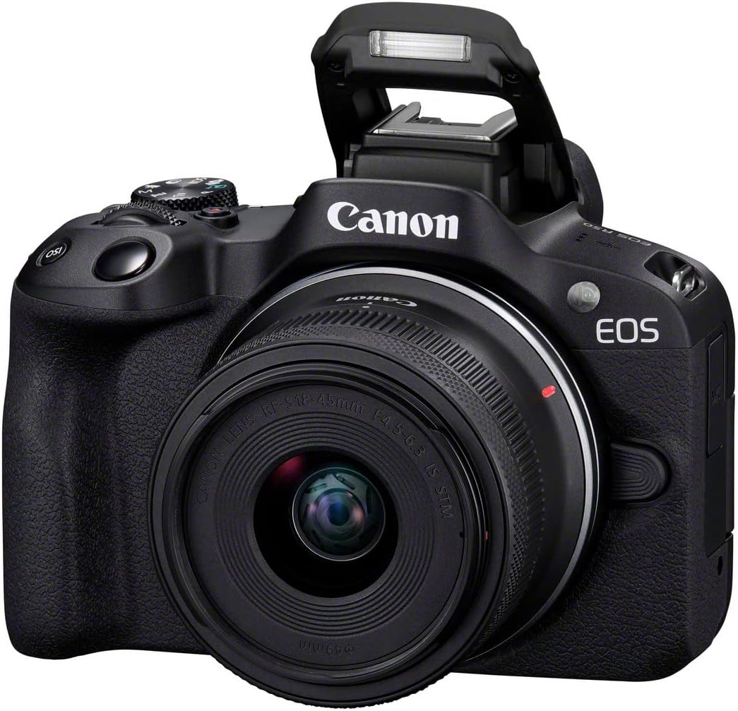 Canon EOS R50 Mirrorless Camera (Black) + RF-S 18-45mm F4.5-6.3 IS STM Lens - 24.2MP, APS-C, 15fps | 4K 30p Oversampled 6K Video | Wi-Fi and Bluetooth | Compact, Portable for Travel & Vlogging-1