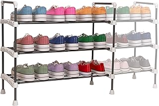 1ABOVE 3 Tier Extendable Shoe Rack, Heavy duty Metal Shoe Rack, Shoe Storage, Quick Assembly No Tools Required, Holds up to 15 pairs (WHITE)