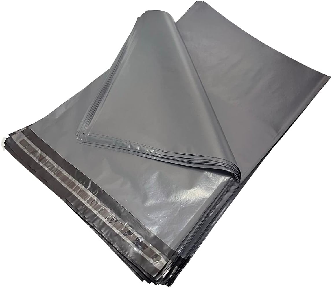 On1shelf Grey Postal Mailing Bags - 60mu Thickness - Durable, Waterproof, 12" x 16" (30x41cm) - 1500 Bags (Box)-1