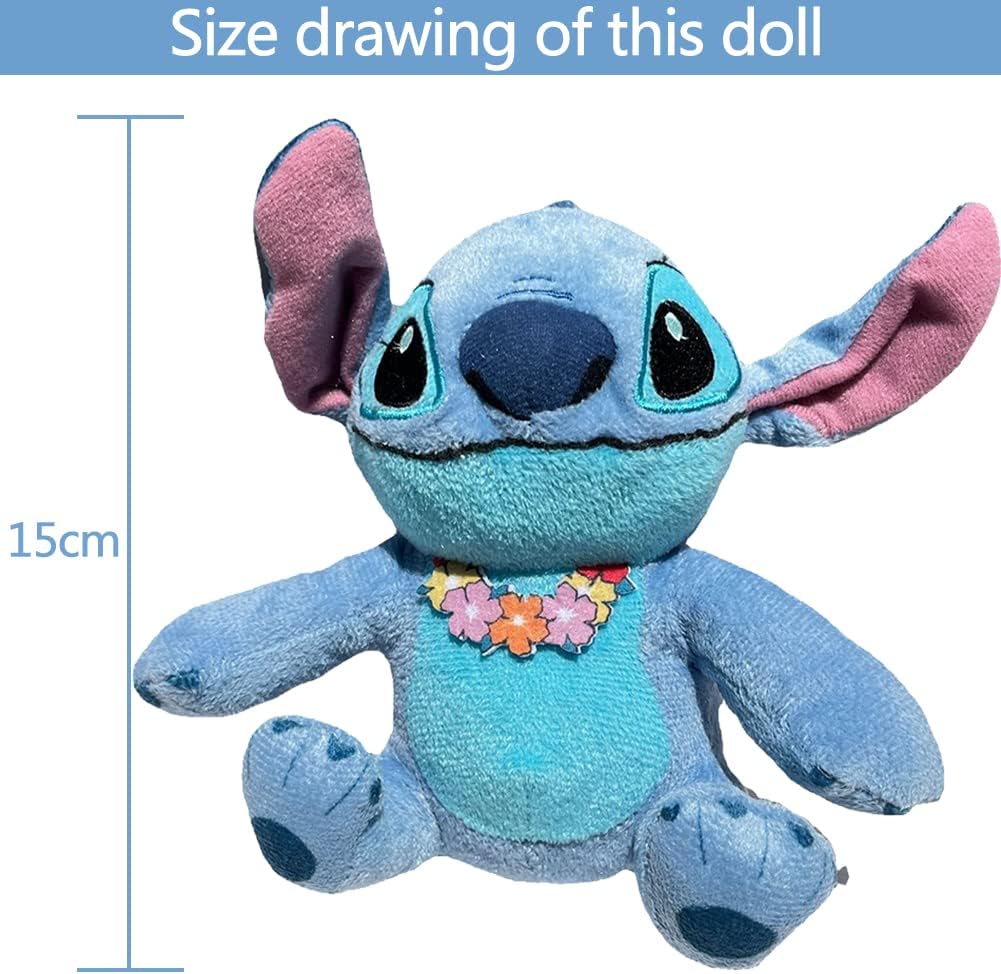 Hilloly Stitch Plush Toy, 15 cm Stitch Blue Stuffed Doll, For Boys And Girls Cute Soft Plush Sticth Toys Cartoon Doll Gift for Home Decoration Party Birthday-1