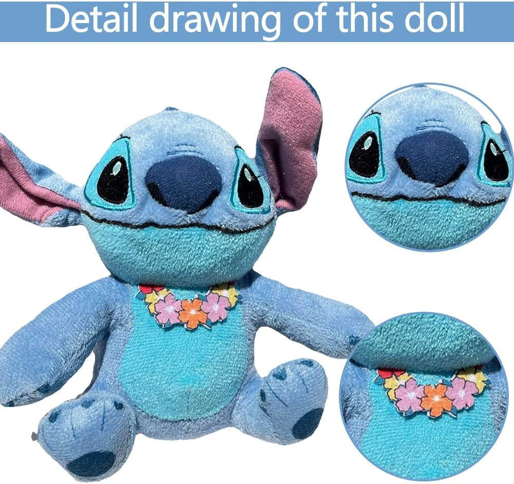 Hilloly Stitch Plush Toy, 15 cm Stitch Blue Stuffed Doll, For Boys And Girls Cute Soft Plush Sticth Toys Cartoon Doll Gift for Home Decoration Party Birthday-2