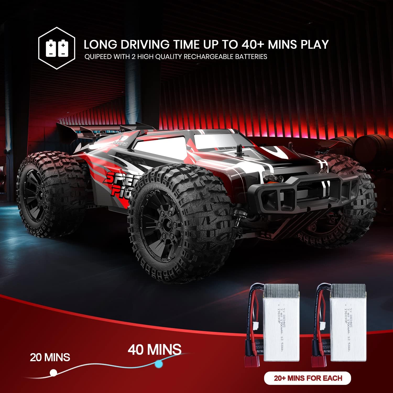 DEERC 9206E DIY Extra Shell 1:10 Scale Large RC Cars,48+ KM/H Hobby Grade High Speed Remote Control Car for Adults Boys,All Terrain 4WD 2.4GHz Off Road Monster RC Truck with 2 Battery for 40+ Min Play-4