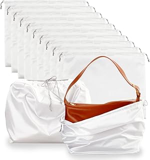 NBEADS 12 Pcs Drawstring Bag for Handbag, 40x51cm White Large Size Drawstring Storage Bags Big Imitation Silk Gift Jewelry Bags Travel Storage Pouches for Clothes Handbag Purse Shoes