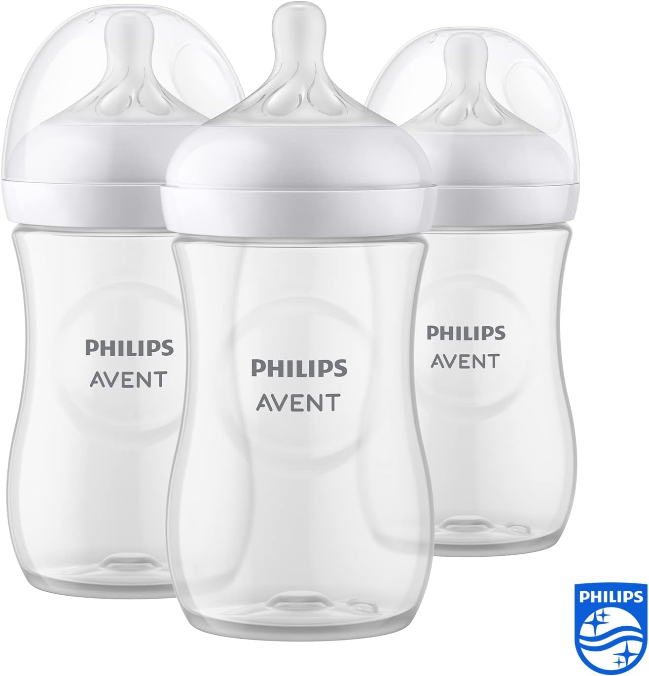 Philips Avent Natural Response Baby Bottle - 3 x 260ml Baby Milk Bottle for Newborns and Up, BPA Free, 1+ Months (Model SCY903/03)-1